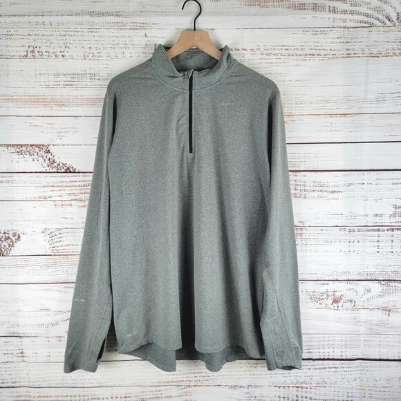 Nike DRI FIT Element Running Long Sleeve Shirt Mens XL 1/4 Zip Pullover Gray - Picture 1 of 9